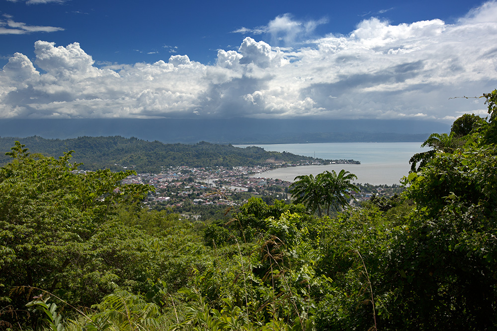A view of the city of Poso taken from the site of the murder of three teenage girls, Buyumboyo village.